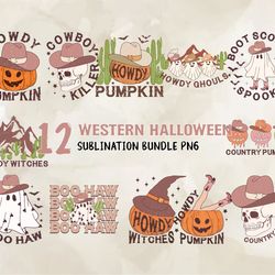 12 western halloween bundle png, halloween svg, cute halloween, halloween, halloween png 136