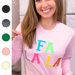 soft ideal chenille fa la la graphic long sleeve t-shirt