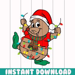 cute santa gus christmas lights svg cutting digital file