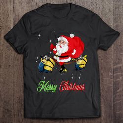 merry christmas santa claus and minion shirt