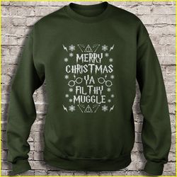 merry christmas ya filthy muggle ugly christmas sweater shirt
