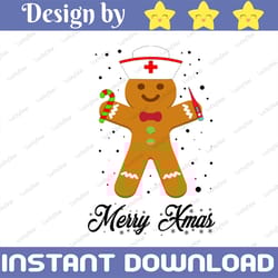 merry xmas png, nursing christmas, nursing png file, ginger-bread man christmas png instant download / sublimation print