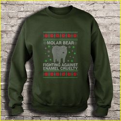 molar bear fighting against enamel cruelty ugly christmas sweater shirt