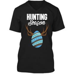 hunting season cute bunny funny easter t-shirt boys girls mens printed v-neck t
