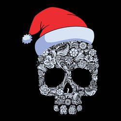 skull leaf santa claus hat svg, christmas skull svg, christmas svg file, logo christmas svg, instant download