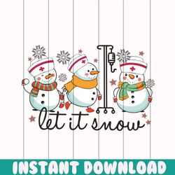 retro let it snow nurse snowman svg cutting digital file