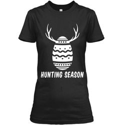 hunting season cute easter t-shirt with easter egg antlers ladies custom