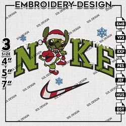 Nike Grinch Embroidery Files, Christmas Stitch Embroidery Design, Grinch Stitch, Christmas Machine Embroidery Design