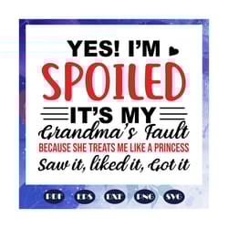 yes im spoiled, its my grandmas fault, because she treats me like a princess, mother day svg, mother day gift, mother sv