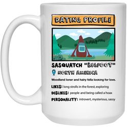 bigfoot dating profile mug funny sasquatch cartoon 15oz coffee cup
