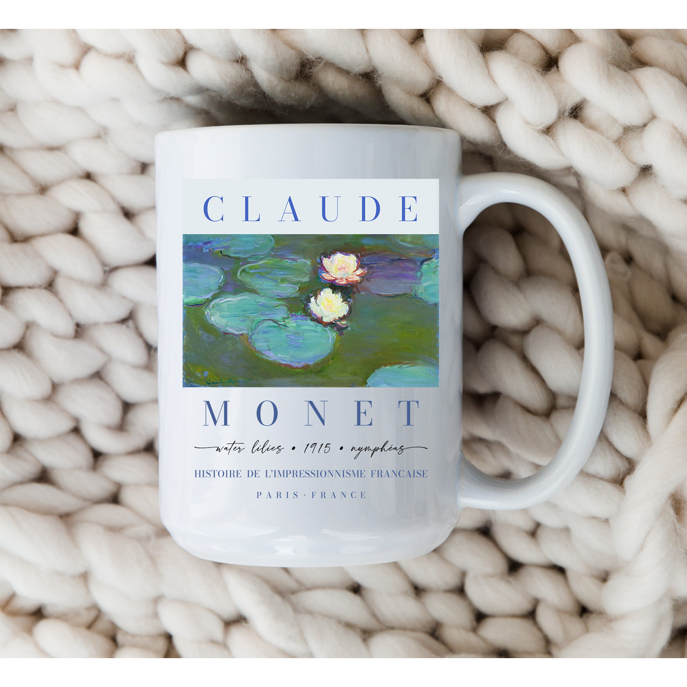 Claude Monet Mug Water Lilies Coffee Cup Gift for Her Nympheas Impressionism Artist Vintage Art Monet Painting.jpg