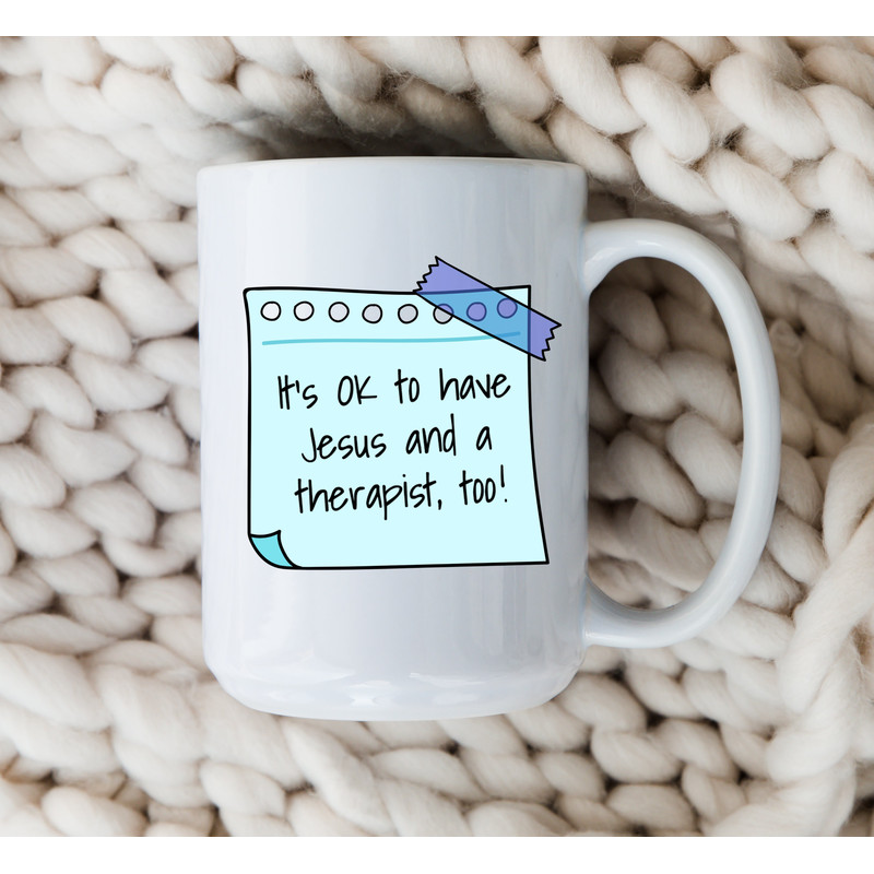 It's OK to Have Jesus Therapist Mug Funny Jesus Mug Faith Gift For Christian Mental Health Mug Therapy Gift Anxiety Mug.jpg