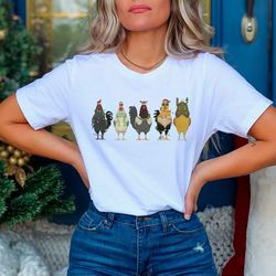 christmas light chicken shirt, chicken t-shirt for women, funny farmer christmas gift, animal lover shirt, chicken gifts
