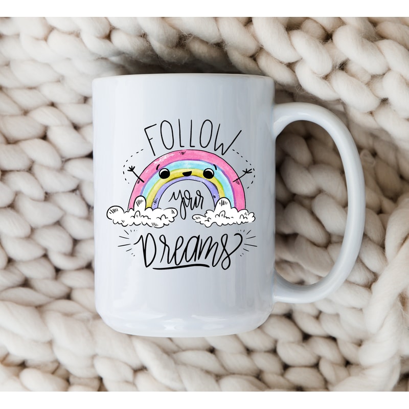 Motivational Mug Graduation Coffee Cup Gift for Graduate 2023 Graduation Gift Follow Your Dreams Cute Rainbow Mug Inspirational Gift for Her.jpg