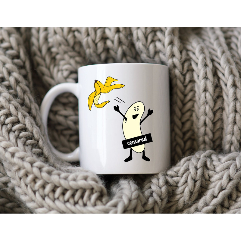Naked Banana Censored Mug  Funny Coffee Cup  Cartoon Banana  Adult Humor.jpg