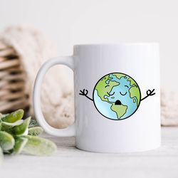 world peace mug funny meditation cartoon coffee cup happy earth day