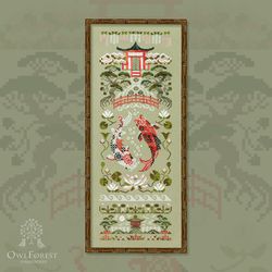 Cross stitch pattern PDF Owl Forest Embroidery "Garden carps"
