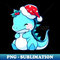 cute cartoon dinosaur wearing santa hat christmas dinosaur new year dinosaur - png transparent sublimation design - defying the norms