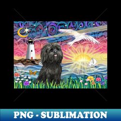 At the Shore with an Adorable Black Shih Tzu - Premium Sublimation Digital Download - Spice Up Your Sublimation Projects