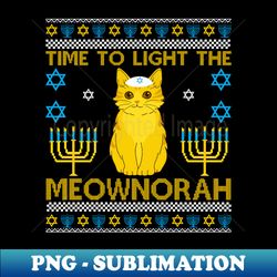 light the meownorah jewish cat menorah lover ugly chanukah long slee - exclusive sublimation digital file - bold & eye-catching