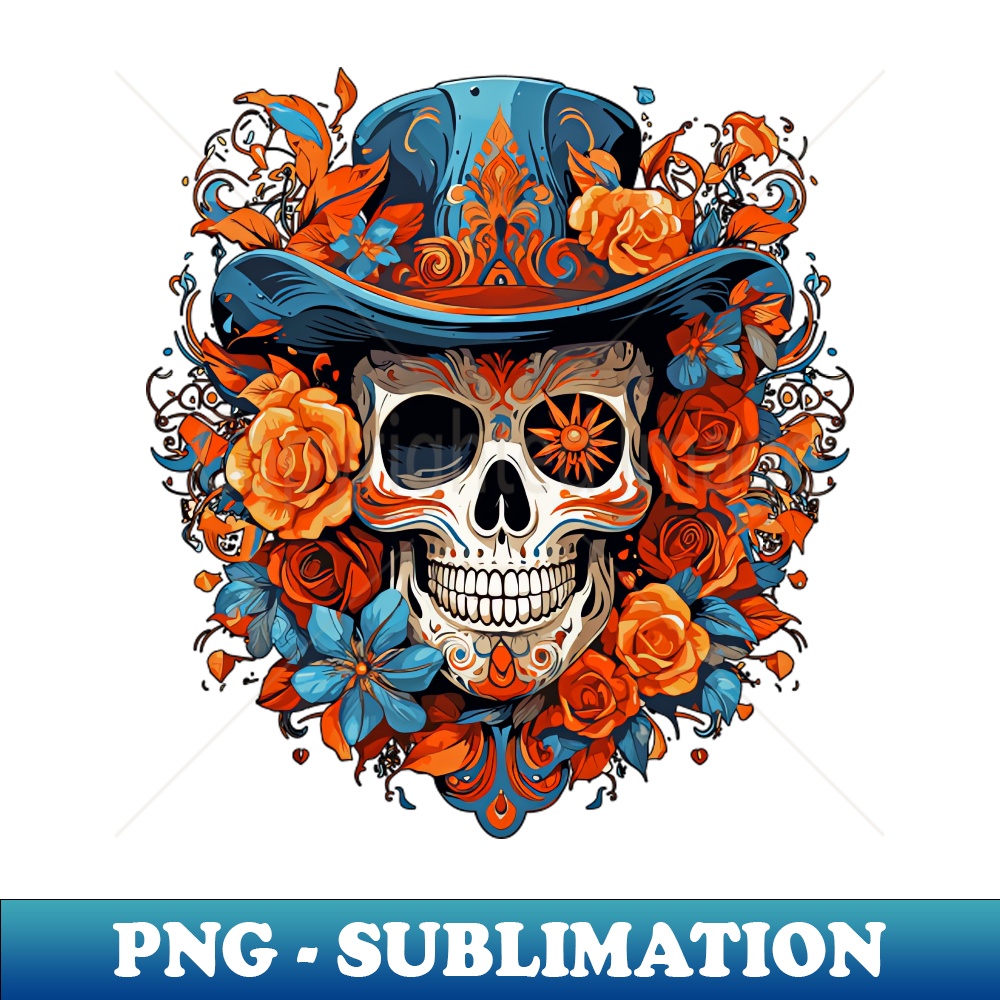 BL-20231114-6193_Day of the Dead Dia de Los Muertos Sugar Skull with Top Hat 8170.jpg