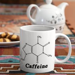 caffeine molecule coffee mug, chemistry mug, coffee addict mug