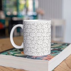 cat coffee mug, cat pattern, cat lover gift
