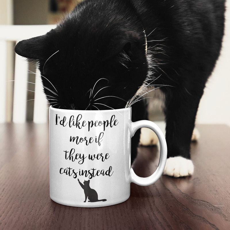Cat Mug, Cat Gift, Cat Owner Gift, I'd like people better if they were cats instead, Funny Cat Coffee Mug, Cat mom gift, crazy cat lady.jpg