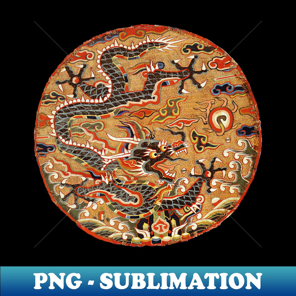 BV-20231114-7811_FIVE CLAWED BLACK DRAGON IN GOLD FLORAL SWIRLS Chinese Embroidery in Red 3830.jpg