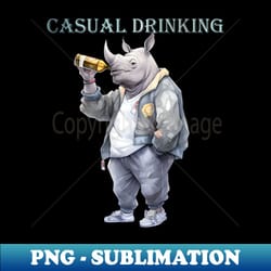 casual drinking - rhino - decorative sublimation png file - create with confidence