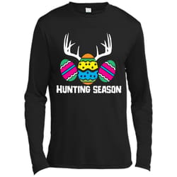 hunting season funny easter eggs deer antlers t-shirt long sleeve moisture absorbing shirt