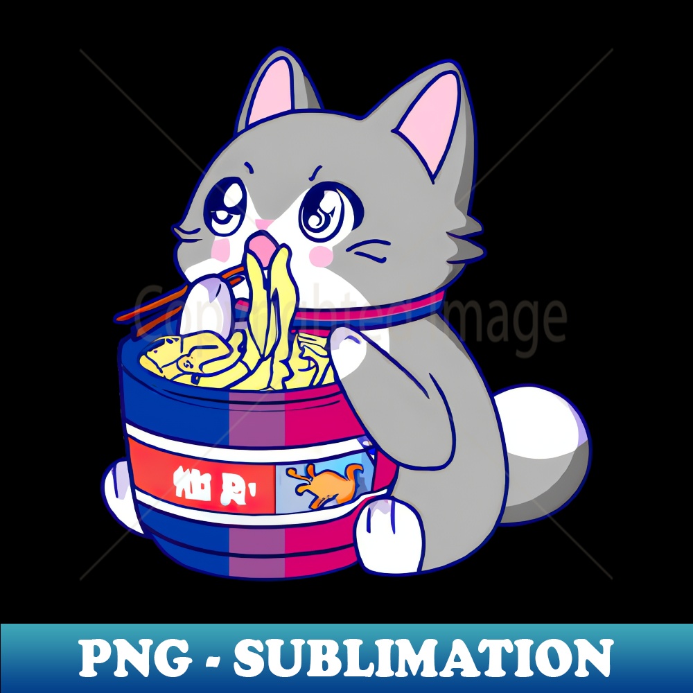 CG-20231114-2713_Bisexual Flag Anime Kawaii Kitty Cat w Ramen Noodles LGBT 1016.jpg