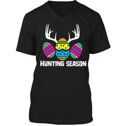 hunting season funny easter eggs deer antlers t-shirt mens printed v-neck t