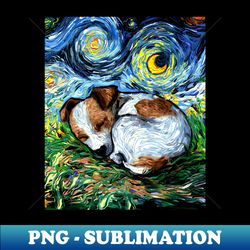 sleepy jack russell pup night - decorative sublimation png file - perfect for creative projects