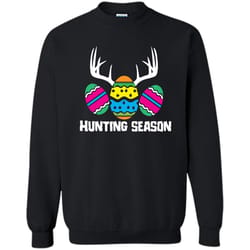 hunting season funny easter eggs deer antlers t-shirt printed crewneck pullover sweatshirt 8 oz