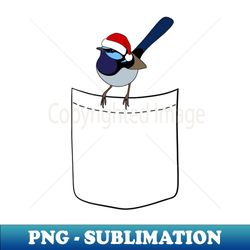 Pocket Fairy Wren Christmas - PNG Transparent Digital Download File for Sublimation - Enhance Your Apparel with Stunning Detail