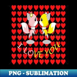 A sea of hearts with two foxes in it - High-Resolution PNG Sublimation File - Perfect for Sublimation Art