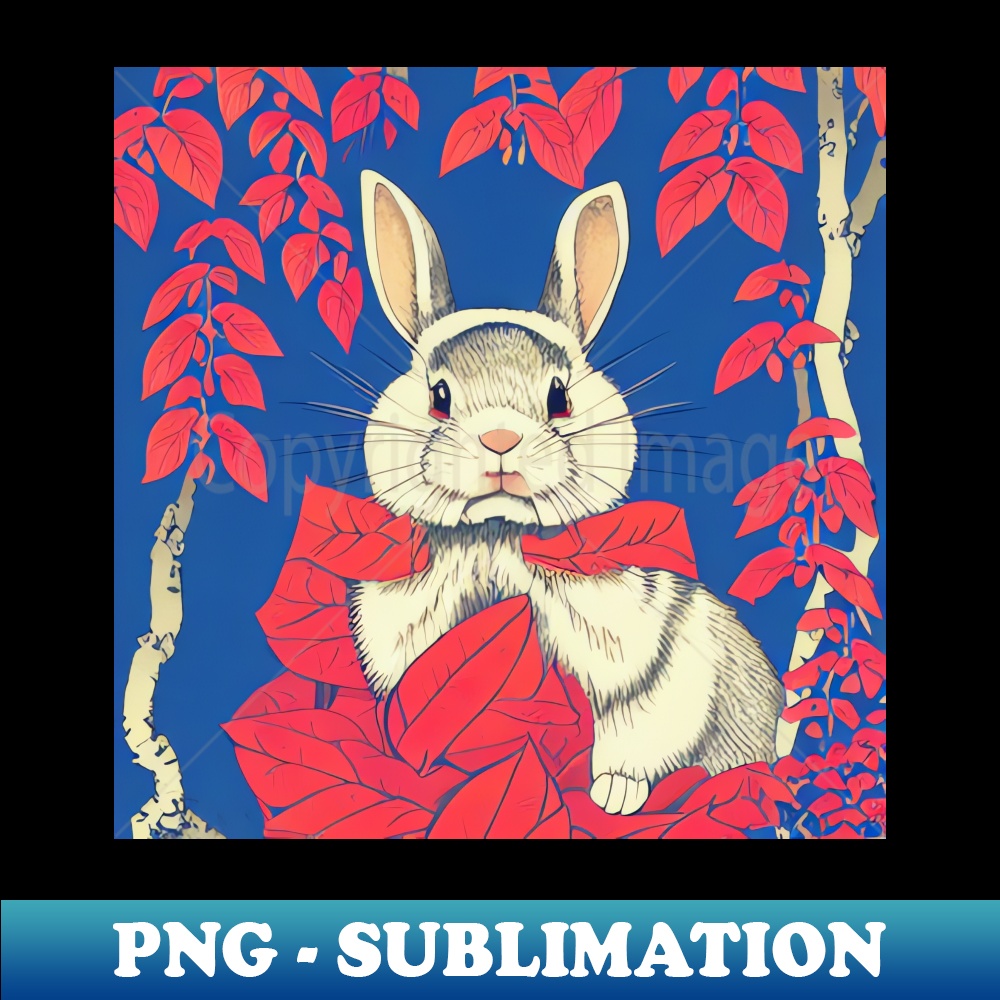 EK-20231114-22629_White American Fuzzy Lop Rabbit in Red Autumn Season Rabbit Dad Fathers Day 8595.jpg