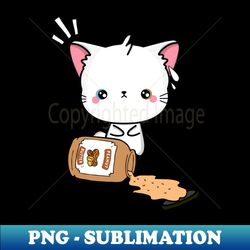 cute white cat spilled a jar of peanut butter - premium sublimation digital download - enhance your apparel with stunning detail