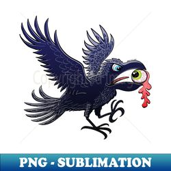 evil crow ripping out and stealing an eyeball for a halloween witch potion - signature sublimation png file - transform your sublimation creations