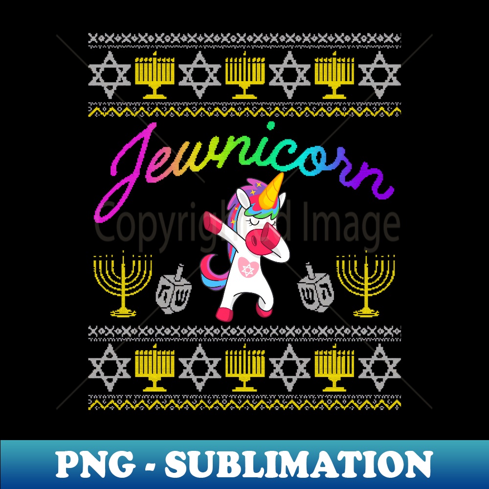 FW-20231114-12262_Jewnicorn Funny Dabbing Jewish Unicorn Ugly Hanukkah Sweater Long Sleeve.jpg