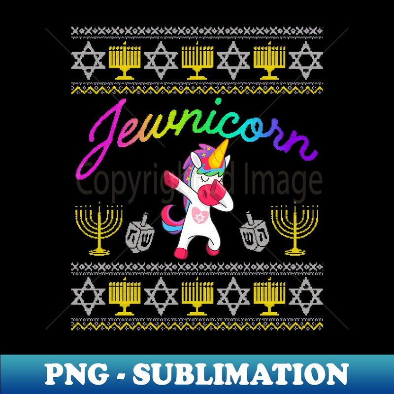 FW-20231114-12262_Jewnicorn Funny Dabbing Jewish Unicorn Ugly Hanukkah Sweater Long Sleeve.jpg