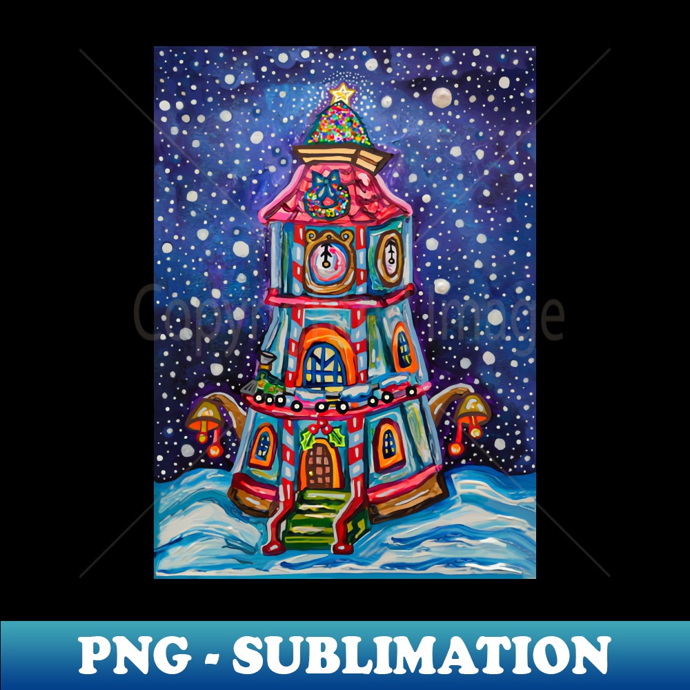 HC-20231114-22107_Vintage Christmas Clock Tower Painting 1462.jpg