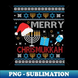 hanukkah jewish merry christmas chrismukkah ugly sweater long slee - elegant sublimation png download - fashionable and fearless