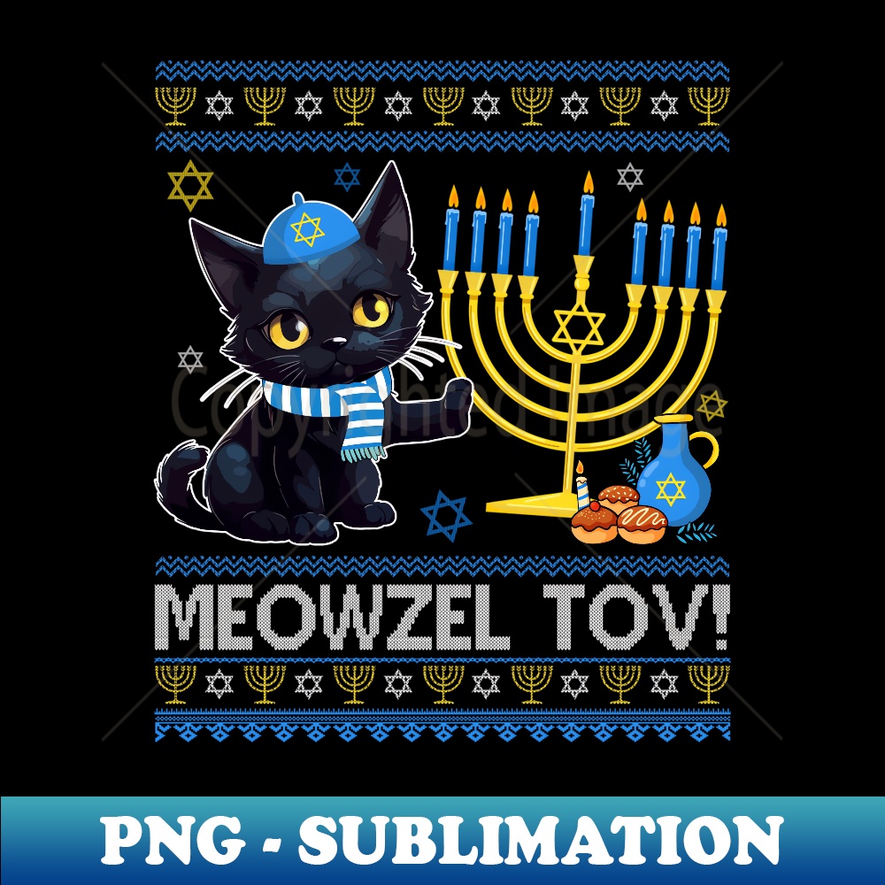 IA-20231114-14301_Meowzel Tov Jewish Black Cat Chanukah Ugly Hanukkah Sweater Long Sleeve.jpg
