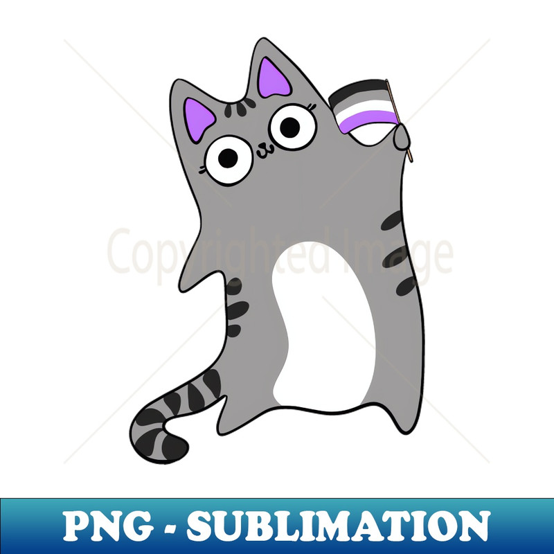 IJ-20231114-1539_Asexual Pride Flag Waving Grey Tabby Cat Queer LGBTQIA asexuality 9392.jpg