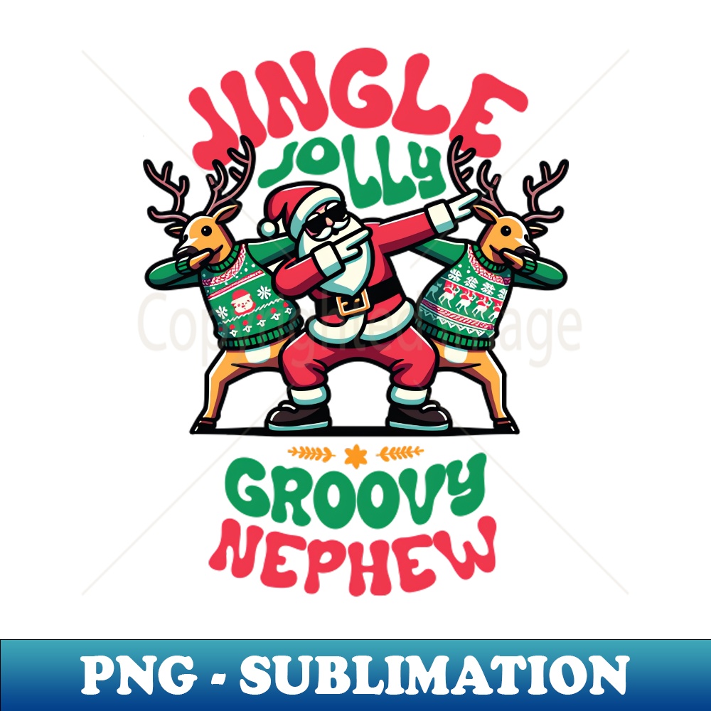 JL-20231114-15362_Nephew - Holly Jingle Jolly Groovy Santa and Reindeers in Ugly Sweater Dabbing Dancing Personalized Christmas 9844.jpg