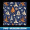 LX-20231114-17443_Reaching for the stars pattern navy blue background ivory grey brown and orange origami paper asteroids stars and space ships traveling ligh