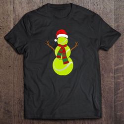snowman tennis ball santa hat christmas v-neck t-shirt