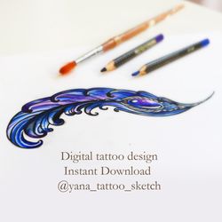 Feather  Tattoo Design Feather  Tattoo Ideas Sketch, Instant download JPG, PNG
